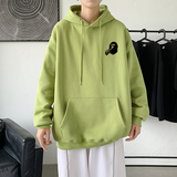 2021秋冬新款高品质多色印花港仔宽松情侣连帽卫衣Y031白，男装卫衣，电商B219