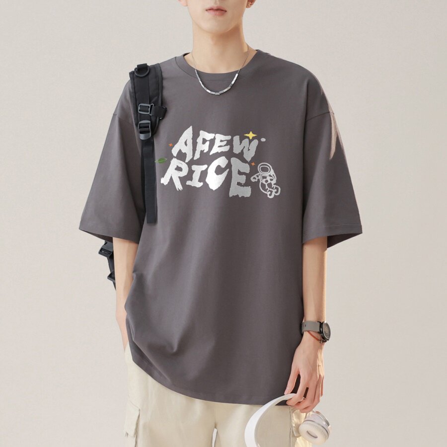2024新款重磅纯棉港风男美式大版型宽松落肩短袖T恤Y383P25,男装T恤,电商B219