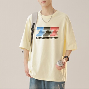 2024新款230g重磅纯棉港风男美式大版型宽松落肩短袖T恤Y662P25图片