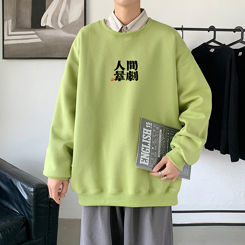 2021秋冬新款高品质多色印花港仔宽松情侣卫衣Y023黑,男装卫衣,电商B219