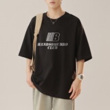 2024新款230g重磅纯棉港风男美式大版型宽松落肩短袖T恤Y660P25，男装T恤，电商B219