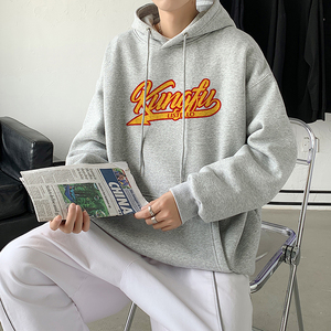2021新款多色英文功夫印花港仔宽松情侣连帽卫衣Y067粉,拼多多隐藏很深的店铺卫衣搭配图片