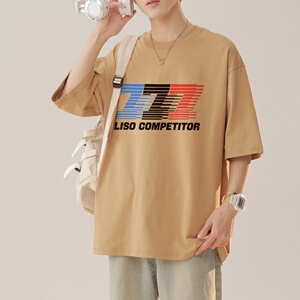 2024新款230g重磅纯棉港风男美式大版型宽松落肩短袖T恤Y662P25图片