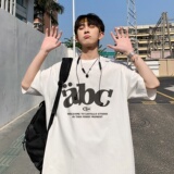 2024新款重磅品质纯棉港风男美式大版型宽松落肩短袖T恤Y608P25，男装T恤，电商B219