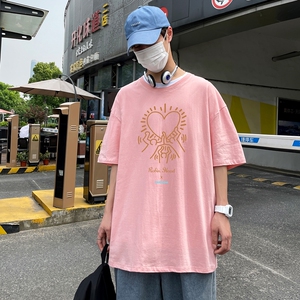 XZ505-1-Y798-P20多色全棉夏季新款时尚印花大码T恤短袖情侣款黑图片