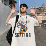 220克夏装新款印花宽松港仔百搭学生休闲圆领短袖t恤Y601P25，男装T恤，电商B219