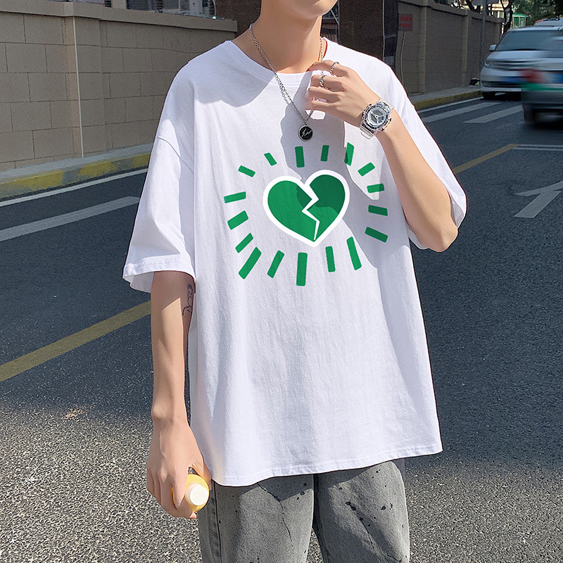 505-1-Y178个性印花中性风圆领短袖T恤男夏季新款港风潮牌蓝,男装T恤,电商B219