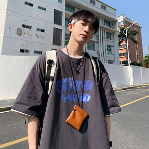 2023夏装新款英文印花宽松港仔百搭学生休闲圆领短袖t恤Y223P25图片