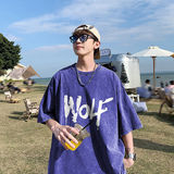 得物品质纯棉重磅水洗潮牌青少年宽松圆领短袖T恤B219-Y331-P35，男装T恤，电商B219