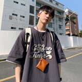 2023夏装新款印花宽松港仔百搭学生休闲圆领短袖t恤Y445P25，男装T恤，电商B219