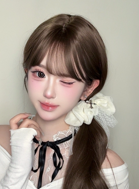 MiiroCat原创花边蕾丝发圈欧根纱不规则温柔发饰十字架头绳两色入