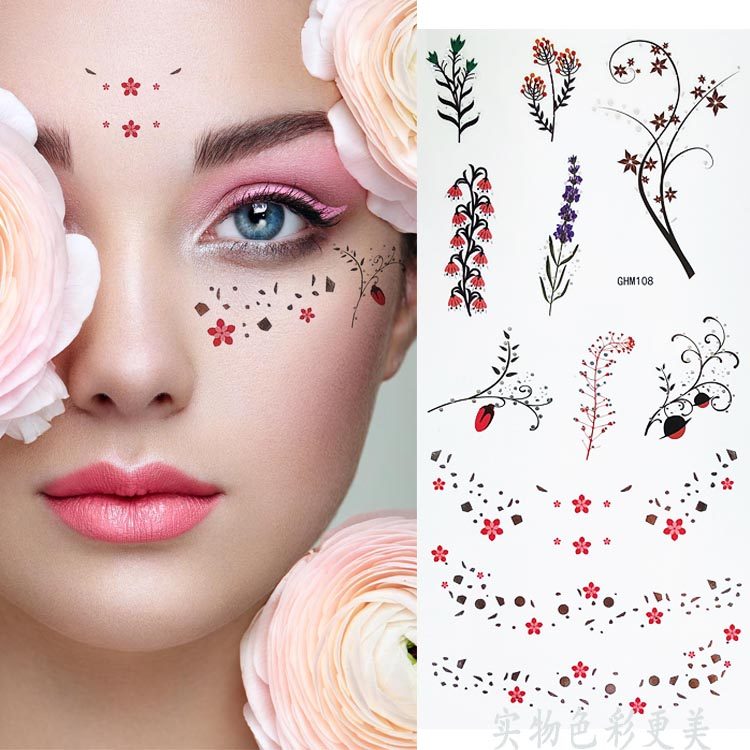 烫金脸贴性感防水持久女小花脸部彩妆演出舞台夜店纹身贴