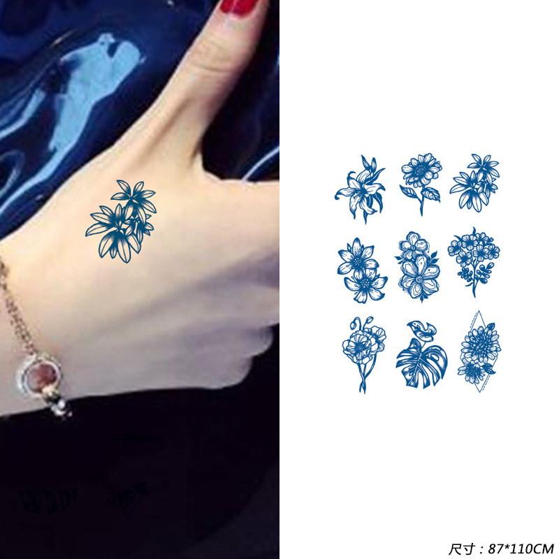 3张草本纹身贴持久不反光小众耳后仿真花朵小图虎口手慢慢显色,彩妆/香水/美妆工具,身体彩妆,淘宝优惠券,粉丝福利购,淘宝优惠卷