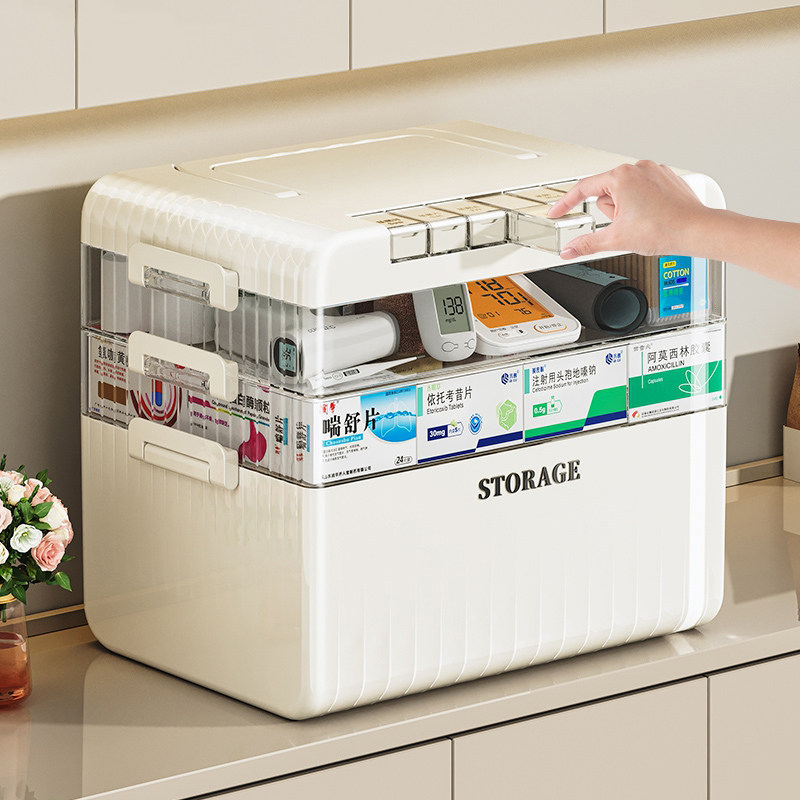 日本药箱家庭装医药箱家用药品药物收纳盒小药盒一周七天分装盒子