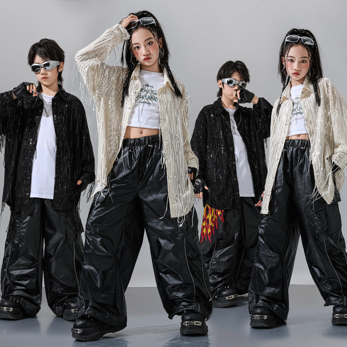 儿童街舞hiphop演出服男童套装个性舞台装流苏衬衫女童爵士舞表演,童装/婴儿装/亲子装,儿童演出服,淘宝优惠券,粉丝福利购,淘宝优惠卷