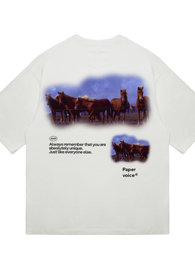 Paper voice群马印花短袖T恤趣味创意圆领小众青春日常宽松休闲
