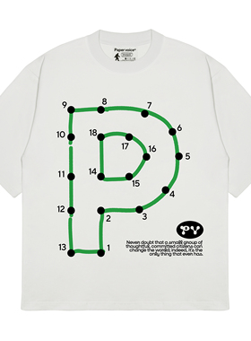 PAPER VOICE重磅全棉趣味印花圆领针织短袖无性别美式T恤小众情侣