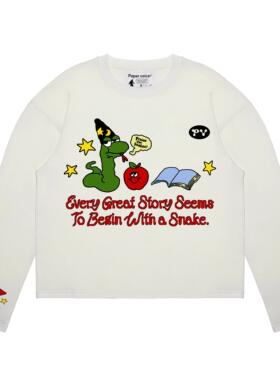 Paper voice25蛇年限定日历印花长袖T恤美式休闲boxy版型春夏小众