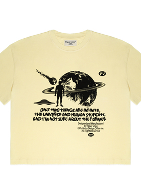 Paper voice时空旅人美式复古cleanfit风格T恤纯棉趣味短袖慵懒风