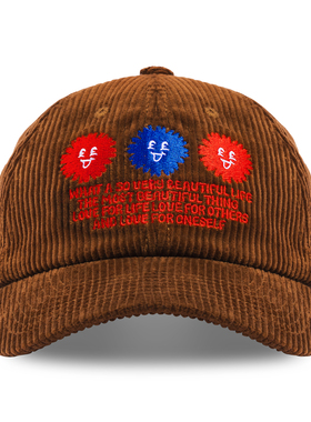 PAPERVOICE哥布林花园灯芯绒鸭舌帽百搭小众刺绣美式棒球帽ins风