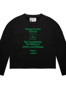 Paper voice保持安静长袖T恤美式复古cleanfit风格boxy版型设计