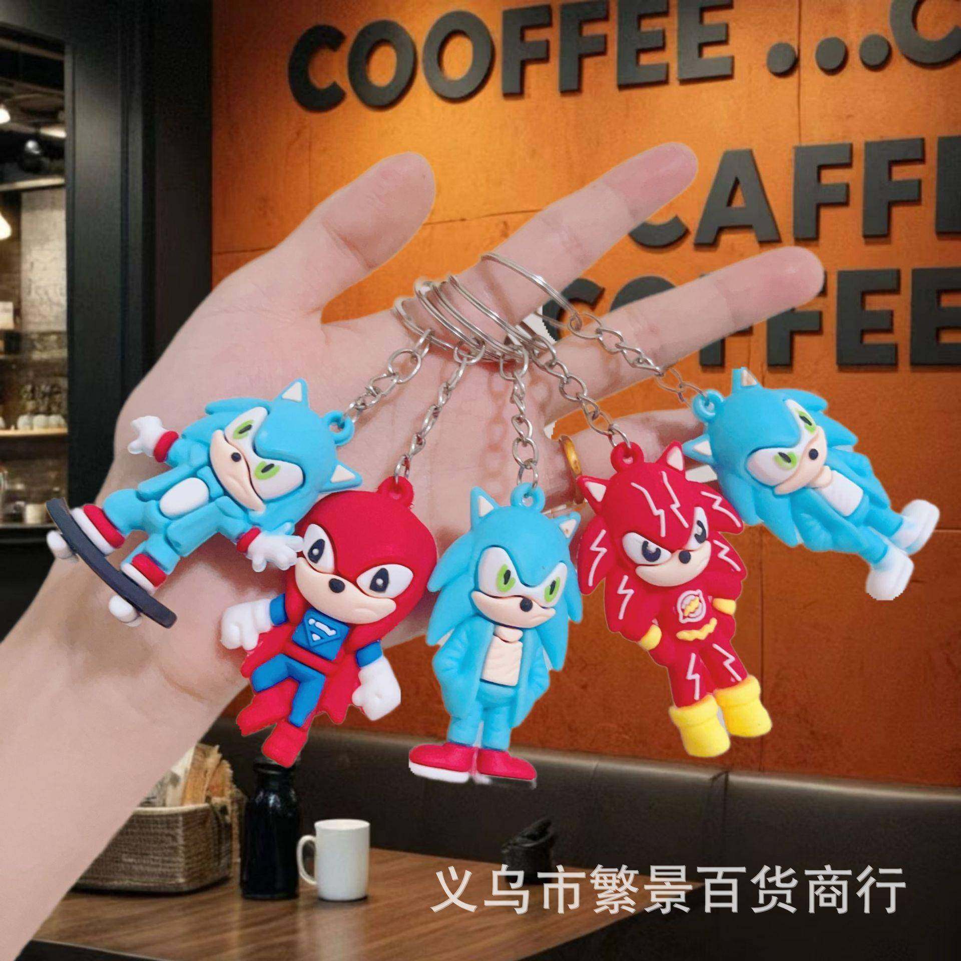 跨境卡通索尼克钥匙扣挂件超音鼠索尼克书包挂饰软胶公仔盲盒礼品