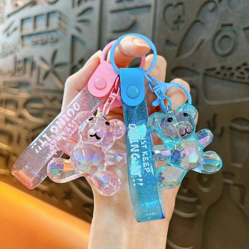 创意可爱透明水晶小狗钥匙扣精致书包挂件汽车钥匙链爪机礼品