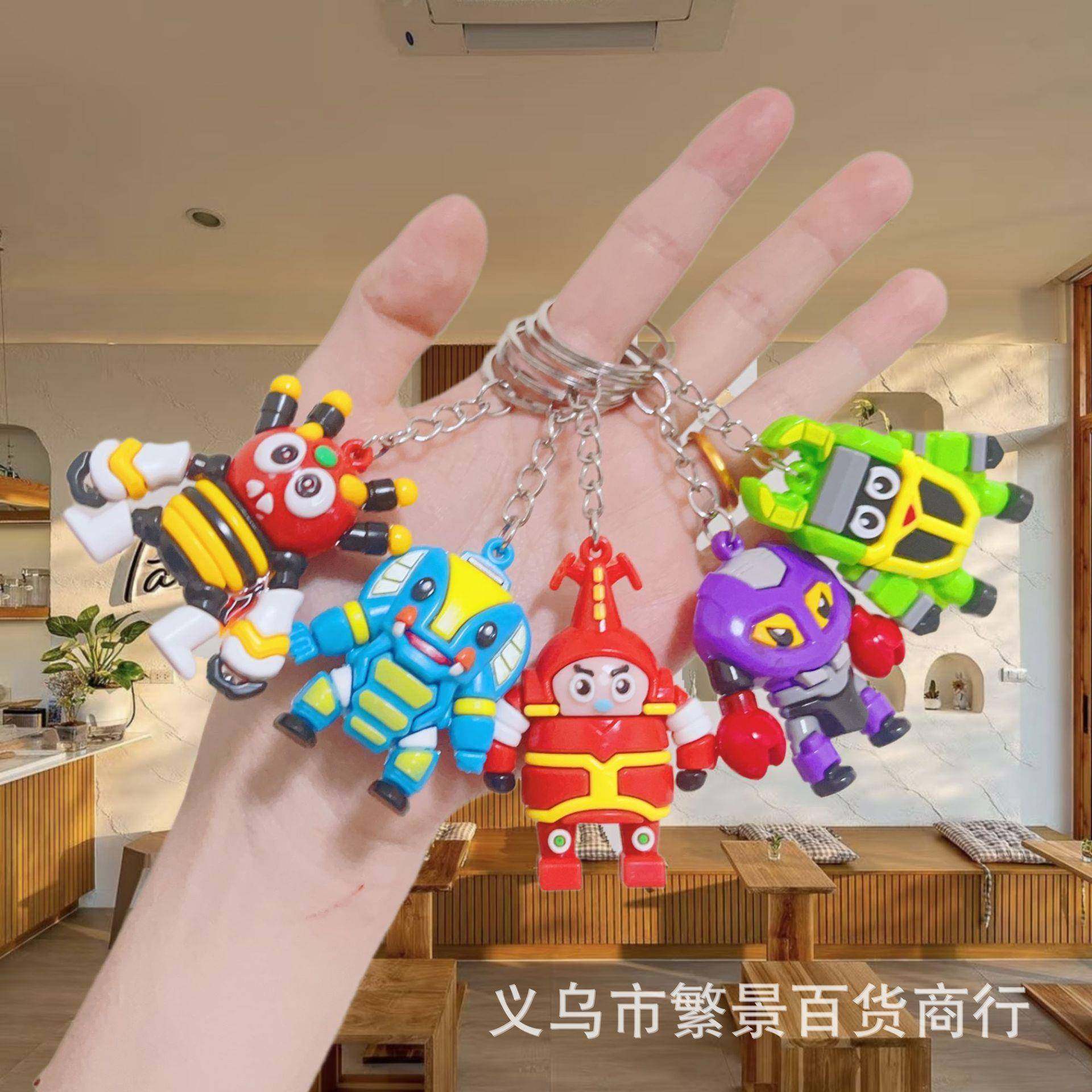 跨境爆款卡通铁甲小宝蜻蜓队长钥匙扣挂件公仔盲盒扭蛋小礼品