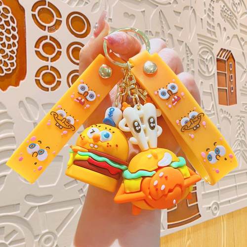 新款蟹黄堡卡通礼品背包网红挂件钥匙扣精致挂饰书包可爱饰品