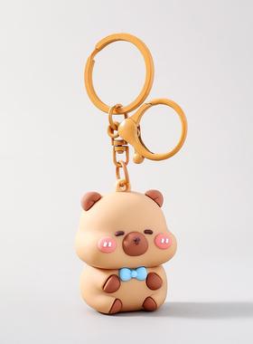创意领结卡皮巴拉卡通钥匙扣挂件可爱卡皮巴拉汽车钥匙扣配件