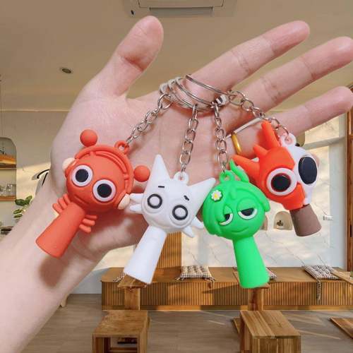 跨境爆款Sprunki节奏盒子钥匙扣游戏周边公仔手办软胶挂件小礼品