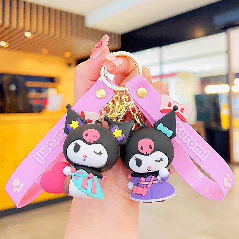 精致黑色库洛米公仔挂件钥匙链钥匙扣挂坠pvc挂饰小礼品书包
