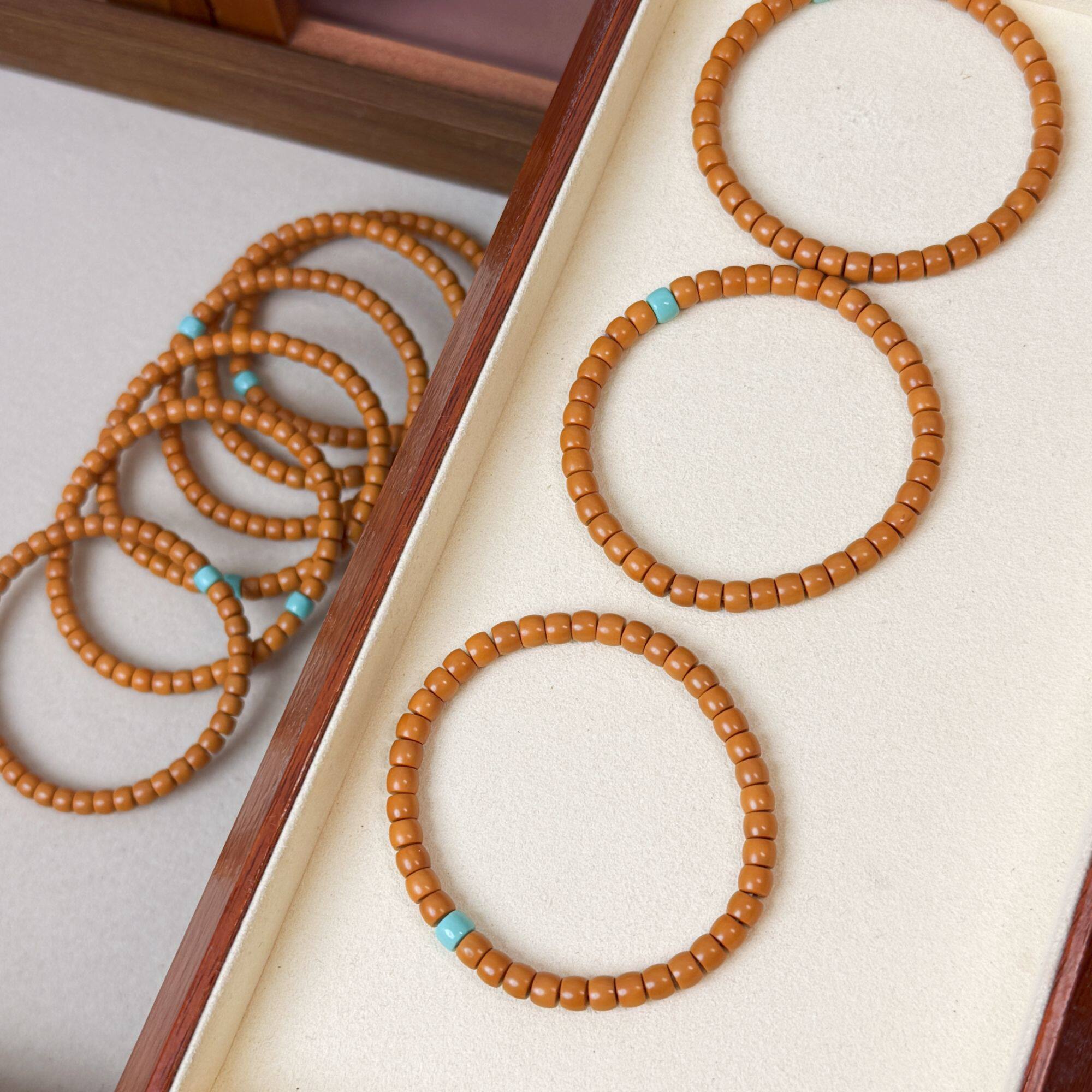 天然橄榄核手串核尖女生精致小卡直切小众国风显白显瘦百搭核壁