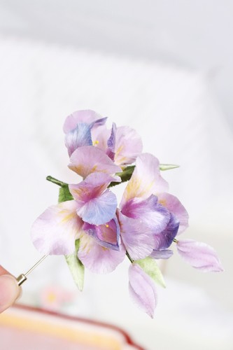 扬州绒梅绮绒花 老字号绒花蚕丝汉服旗袍古典中式鸢尾发簪胸针