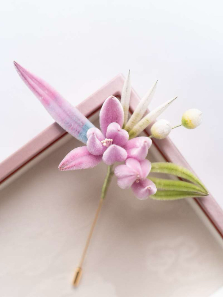 扬州绒梅绮绒花 老字号绒花 非遗蚕丝手工制新中式百搭胸针兰花