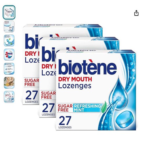 有货//美国biotene Dry Mouth Lozenges  清新口气口干27×1盒