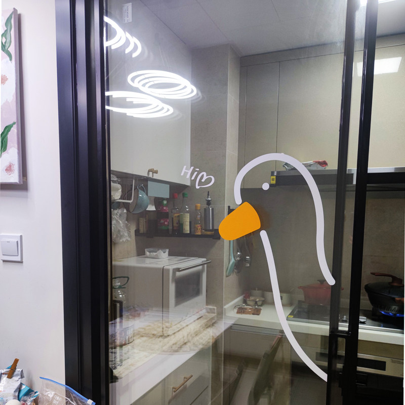 探头的呆头鸭鸭有趣的可爱卡通图案自拍照镜子玻璃门窗装饰贴纸画