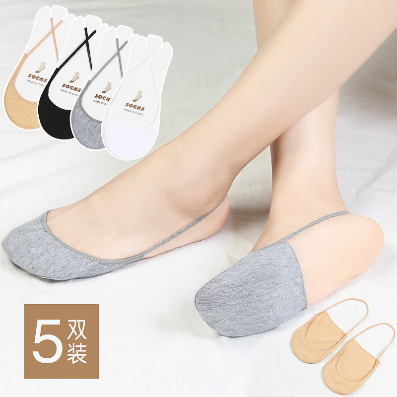 防滑不掉跟ins纯棉吊带夏季船袜