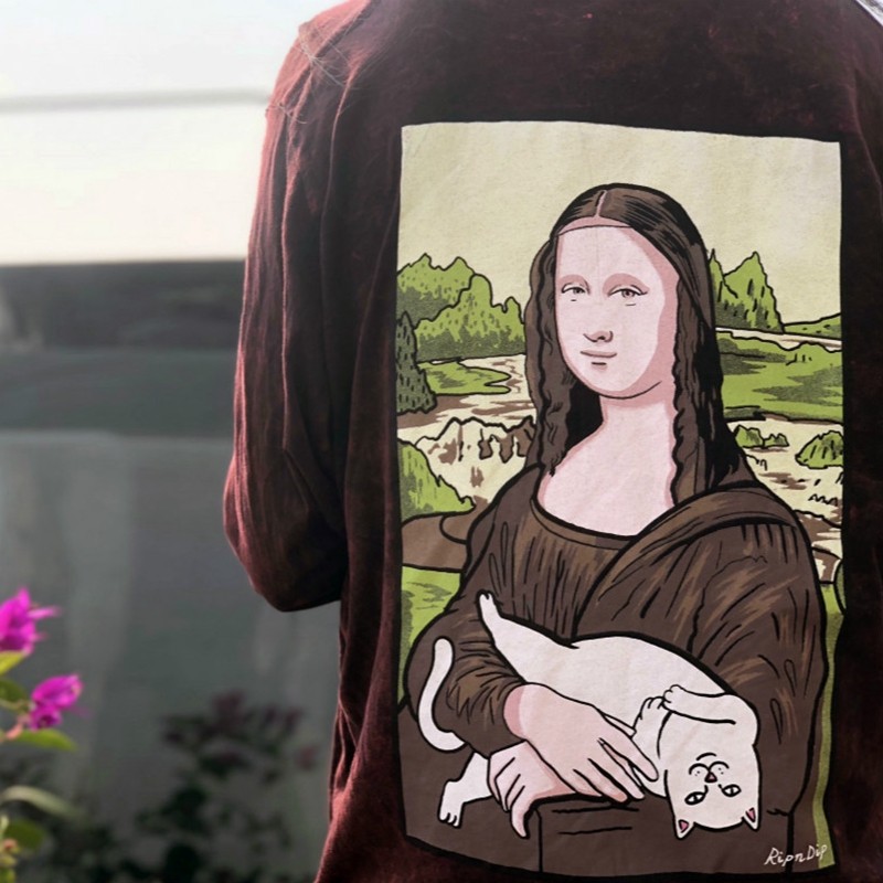 【断码特价】正品 RIPNDIP LISA贱猫蒙娜丽莎长袖T恤男女情侣潮牌