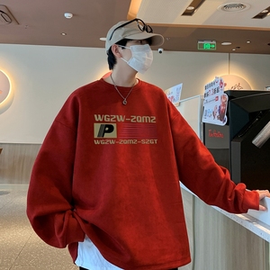 YJ7470P45直播品质男士麂皮绒卫衣圆领男上装侧开叉下摆卫秋冬卫图片