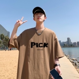 T6740P25港风T恤2023夏季男士印花短袖T恤半袖落肩T纯棉潮流上衣，男装T恤，星座510A-5