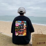T7145P28夏季男士t恤童年卡通印花宽松潮牌港风半袖打底衫短袖t恤，男装T恤，星座510A-5