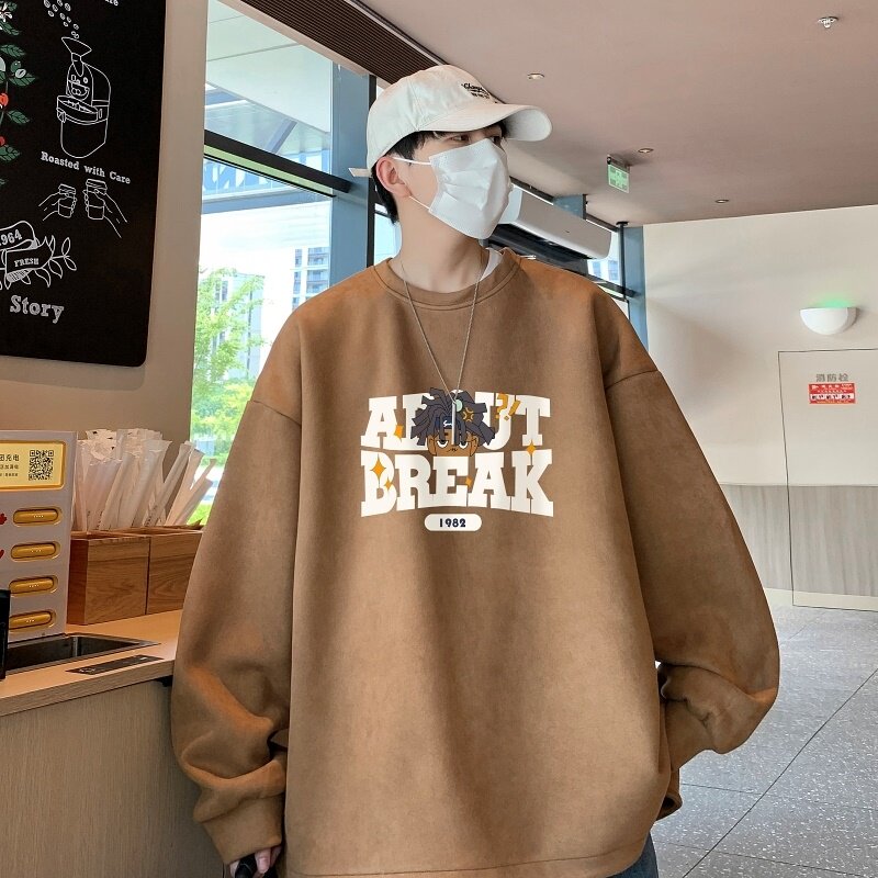 YJ7269P45直播品质重磅麂皮绒卫衣圆领男上装侧开叉下摆卫秋冬卫,男装卫衣,星座510A-5
