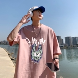 T6742P25港风T恤2023夏季男士印花短袖T恤半袖落肩T纯棉潮流上衣，男装T恤，星座510A-5