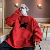 YJ7286P45直播品质重磅麂皮绒卫衣圆领男上装开叉下摆卫秋冬卫，男装卫衣，星座510A-5