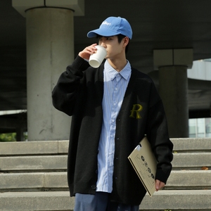 MK5572P75日系Cityboy针织开衫男春秋款简约纯色外套学院风少年图片