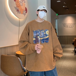 YJ7308P45直播品质男士麂皮绒卫衣圆领男上装侧开叉下摆卫秋冬卫图片