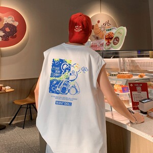 TW7155P28重磅250克直播品质多巴胺色系无袖背心无袖T男士篮球t恤图片
