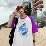 TQ7135P25夏季男士宽松半袖打底衫插肩袖t恤拼色潮牌港风半袖，男装T恤，星座510A-5