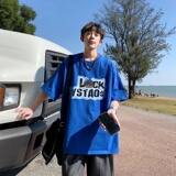 T6250P25港风T恤2023夏新款男印花T宽松版T恤潮爆落肩休闲T，男装T恤，星座510A-5